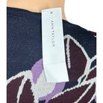 Ann Taylor NEW Dark Floral Sweater Button Detail on Sleeves Blue Purple Size XS Photo 5