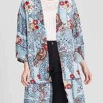 Knox Rose Floral Paisley Patchwork Flowy Kimono Blue Red Small Photo 0