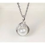 Copper Silver Plated Necklace Platinum Faux Pearl Pendant Niche Fine Clavicle Ch Photo 1