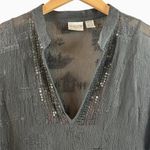 Chico's  Black Embroidered Sheer Silk Chiffon Tunic Top/Dress Size 3/XL Photo 2