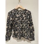 Sundays  Camelia Black Floral Ruffle Collar Top Blouse Shirt Size‎ Large Photo 6
