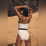 Lulus LULU’S Poolside Chic Ivory And Black Color Block One-Piece Swimsuit Photo 2