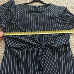 Mlle Gabrielle  Size XL Dress Black Blue White Striped Tie Front Keyhole Neck Photo 5