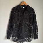 Diane Von Furstenberg  Lorelei Two Bloom Black Jacquard Lace Button down 6 Photo 2