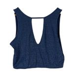 Free People Intimately Surplice Crop Top Womens L Blue Metallic Knit Sleeveless Photo 2