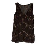 Flamingo size medium tiered vintage Brown Embroidered Top floral boho cottage Photo 1