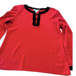 Misook Exclusively red coral long sleeve top with textured black trim, size M Photo 0