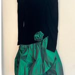 Vintage 80’s Black Velvet & Green Bubble Skirt with V Photo 6