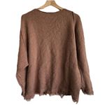 Free People  Irresistible Fringe Hem Slouchy V-Neck Oversized Sweater Tan S Photo 2