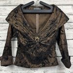 KM Collections by Milla Bell Vintage‎ Bronze Blouse w/ Brooch [Size 10] NEW NOS Brown Photo 0