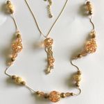 Ny Collection NY Brand Gold Tone Chain & Translucent Peach & Filigree Beaded Boho Necklace Photo 1