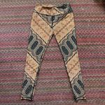 AUM BROWN & BLACK MANDALA PATTERN YOGA LEGGINGS Size L Photo 0