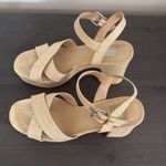 DV Dolce Vita Raffia Mayda Woven Platform Heeled Sandal Ankle Strap Size 9.5 Tan Photo 1