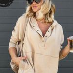 VICI NEW -MINDFUL COTTON POCKETED HENLEY HOODIE - TAUPE Photo 6