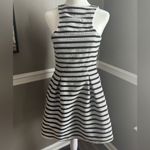 EXPRESS Women’s Sleeveless knit Black & White Striped Fit & Flare Dress 4 Photo 3