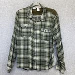 Band of Gypsies Women's Button Down Shirt Green Plaid Lace Size Medium Photo 0