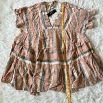 New Lulus double V neck tie back cover up dress dusty orange/blue/white Medium Orange Photo 6