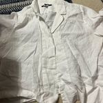 Quince  Large white button down short sleeve top Photo 4