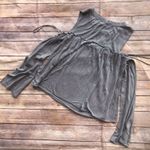 True Craft Womens Juniors Top Size XS Ruffle Cold Shoulder Gray Ruffled Photo 3