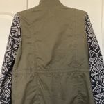 Sun & Shadow Army green mixed material zipper and snap jacket Photo 3
