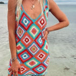 Show Me Your Mumu  women’s size medium Libra multi square crochet coverup dress Photo 0