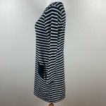 J. Jill Sweater Dress S Black Gray Striped Shift Tunic Short Long‎ Sleeve Pocket Photo 7