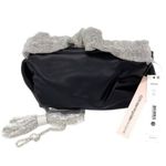 AQUA Women's Black Scrunchie Mini Crossbody Bag Black Rhinestone Strap New Photo 1