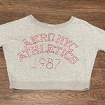 Aeropostale Cropped Long Sleeve Sweatshirt Gray With Metallic Pink Letters Med Photo 0