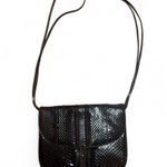 Vintage 70s La Belle snakeskin brown flap closure with split leather strap Photo 2