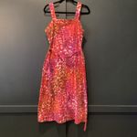 Natori  Ombre Animale print cotton poplin sundress fuschsia midi Dress L Photo 2