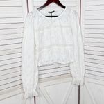ZARA Eyelet Balloon Sleeve Crop Top Shirt White Medium Cottage Boho Country Photo 7