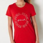 PINK - Victoria's Secret Victoria's Secret PINK Red Sparkle Bedazzled Short Sleeve T-Shirt Size Medium Photo 0