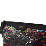 Victoria's Secret  Rainbow Sequin Makeup Bag Clutch Wristlet‎ Strap Zip Pouch Photo 2