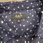 OAT New York Womens Blue Button Down Long Sleeve Polka Dot Blouse Size S Small Photo 3