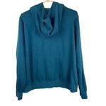 Nike Womens Logo Funnel Neck Hoodie Sweatshirt Sz Large Teal Blue Glitter Photo 2