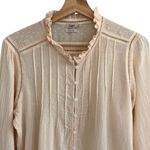 Faherty  Womens Willa Organic Cotton Top Size L Ruffle Trim Peasant Cottage Photo 1
