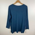 Soft Surroundings Darcy Sweatshirt Large Blue Lace Trim Zip Hem Comfy Everyday Photo 2