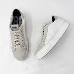 P448 [] Thea Platform Lace Up Low Top Sneakers White Gray Sparkle Tweed Size 40 Photo 4