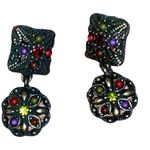 New Women’s Colorful Dangle Drop Earrings Post Backs For Pierced Ears Black Photo 2