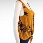 Buckle  Mittoshop Mustard Floral Knotted Gauze Sleeveless Blouse Size Small Photo 2