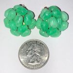 Vintage Neon Green Beaded Round Cluster Clip On Earrings Photo 2