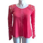 Double Zero  Embroidered Crochet Round Neck, Long Sleeve Top - Size M  ***Item: 0 Photo 0