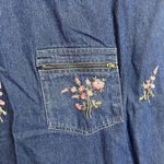 M.P.H. Blues Denim Dress M Sleeveless Floral Embroidery Side Button Front Pocket Blue Size M Photo 2