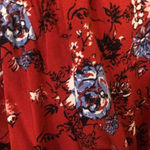 Faded Glory Boho Cowgirl Brick red blue Floral top Flutter Sleeve Western Fall Autumn blouse Photo 3