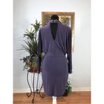 Olive Tree Bodycon Dress Women's Medium Purple Long Sleeve Ruched Stretchy Photo 2