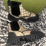 Gucci  Stretch Side GG Supreme Monogram Ankle Boots Bootie Beige Ebony Black Photo 2