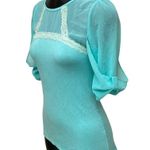 Society Girl  Turquoise Chiffon Lace Top Size Medium Photo 1
