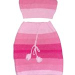 SheIn Pink and White Corchet Matching Set Photo 0