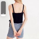 Madewell  BLACK SLEEVELESS JACQUARD SIDE TIE FAUX WRAP FINALE TANK TOP SIZE: XS Photo 3