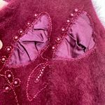 Creatore Dark Purple Maroon Angora Lambswool Blend Feminine Embroidered Beaded M Size M Photo 4